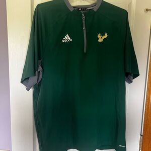 Adidas USF Bulls Short Sleeve Quarter Zip with Logo Mens‎ Large Green